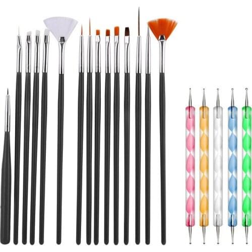 Manicure supplies 15pcs set of drawstring smudge painting phototherapy fan-shaped pen and chain link needle plus 5 points drill