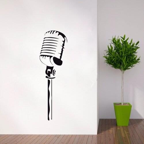 Vinyl Wall Decal Microphone Wall Stickers Music Singer Karaoke Rock Pop Removable Wallpaper Home Decoration Music Style AY300