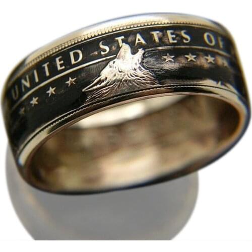 Vintage "the united states of america" antique wolf ring birthday ring direct delivery in Stock size 7-12