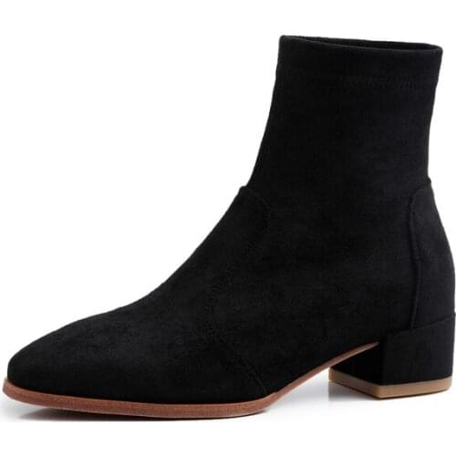 Ankle Boots For Women Winter Shoes Brand Female Boots Square Heels Simple Casual Shoes 2019 Spring Autumn New Arrival DE