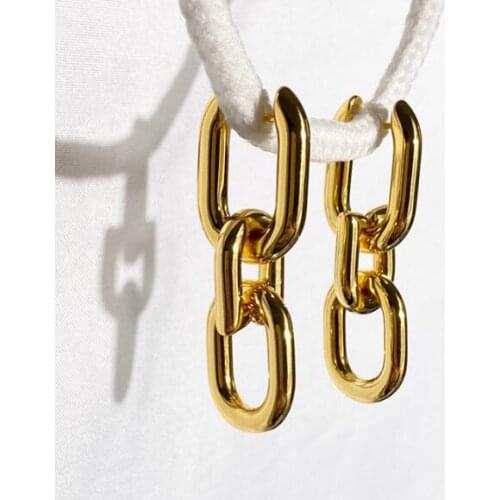 Pure 925 Sterling Silver Jewelry For Women Long Drop Lock Earrings Luxcy Party Earrings Fine Costume Jewelry Gold Color Earrings