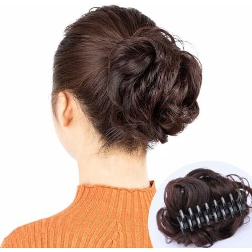 Female Messy Wig Hair Curly Claw Chignon Bun Fake Makeup Ball Head Grasping Clip Hairpiece Hair Dish Hair Accessories for Women