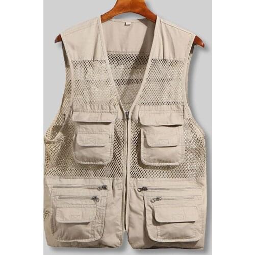 Casual Hot Sale Vests Man Vest Mens Casual Summer Mesh Casual Multi Vest Shoulder Sleeveless Jacket Thin Mesh Unloading Biker