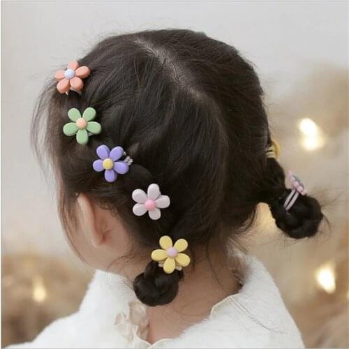 10Pcs/Lot Korean Style Cartoon Headdress New Hair Accessories Elastic Hair Band DIY Flower Scrunchie Rubber Hair Bands for Girls