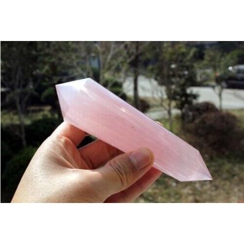24 Sided Vogel Style Natural Rose Quartz Crystal DT Point Healing
