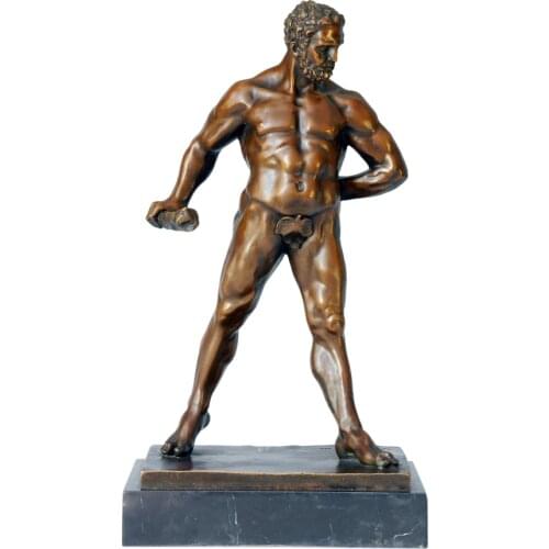 Bronze Heracles Hercules Statue Greek Mythology Hero God Sculpture Antique Figurine Collectible Art Decor Accessories