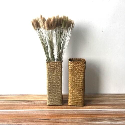 50pcs/100pcs Natural Dried Flowers Bouquet Rabbit Tail Grass Real Flowers Hand-woven flower baskets Wedding Home Easter Decor
