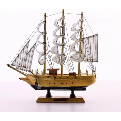 Wooden Handmade Sailing Ship Model Decorative Hobby 23cm