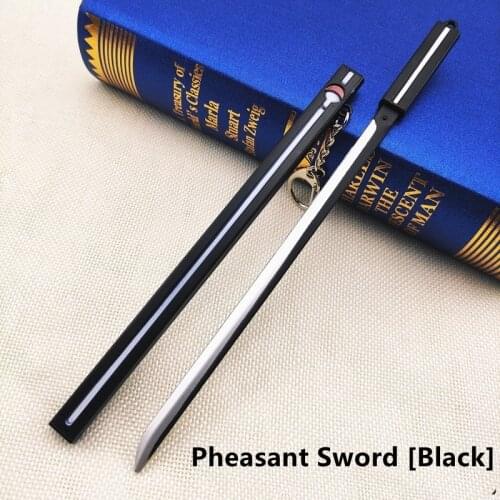 Alloy Sword Toy 21cm Cosplay Black and White Grass Pheasant Sword Weapon Toy Model Metal Crafts Unblade Decoration Keychain