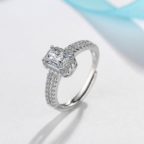 Elegant Dazzling AAA Cubic Zirconia Wedding Engagement Ring Fashion Silver Color Adjustable Rings for Women Jewelry Anillo Bague