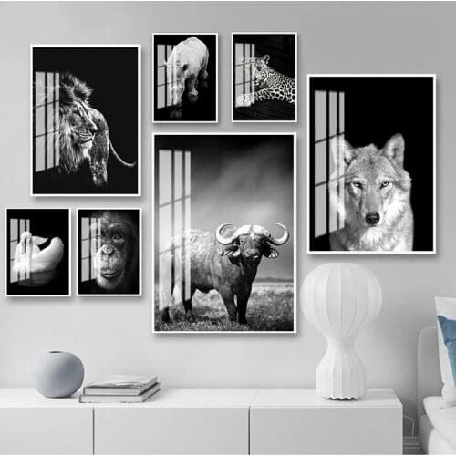 Painting Wall Picture For Living Room Home Decor Lion Tiger Leopard Wolf Elephant Nordic Poster And Print Animal Wall Art Canvas
