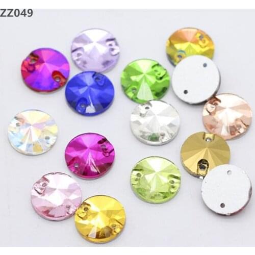 Zsbszc Round Crystal Glass Many Color Sew On Rhinestone Flatback Sew On Stones For Wedding Dress 8mm10mm12mm14mm16mm18mm ZZ049