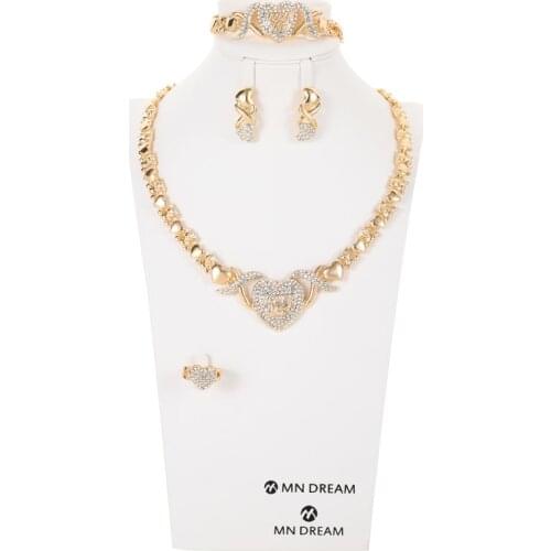 HOTsale African Wedding Jewelry Dubai Gold Color Jewelry Sets Romantic Color Design Jewelry Sets Necklace Drop Shipping