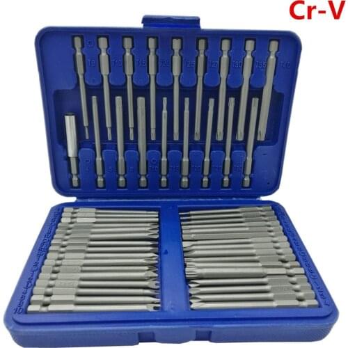New 50Pcs 75mm Long Cr-V Quick Release Screwdriver Bit Holder Security Bit Set Torx Hex Pozidrive Bit