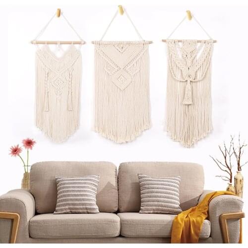 NEW Macrame Wall Hanging Tapestry Cotton Rope Tassel Hand Woven Bohemian Tapestry Geometric Art Beautiful Living Room Home Decor
