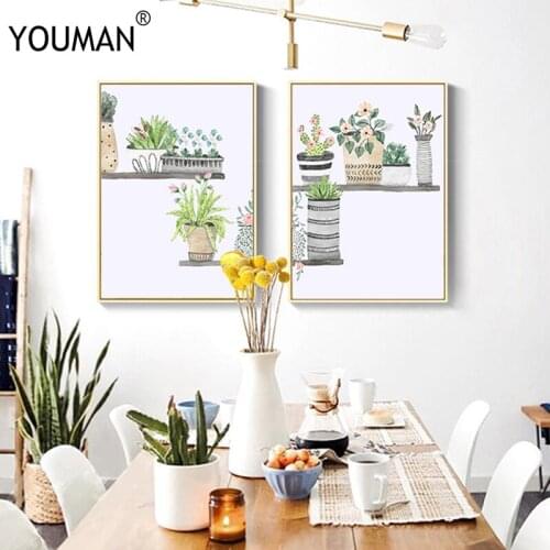 Nordic Frameless Poster Wallpaper Small Fresh Cactu Modern 3D Canvas Painting Art Poster Print Art Wall Picture Childrens Room