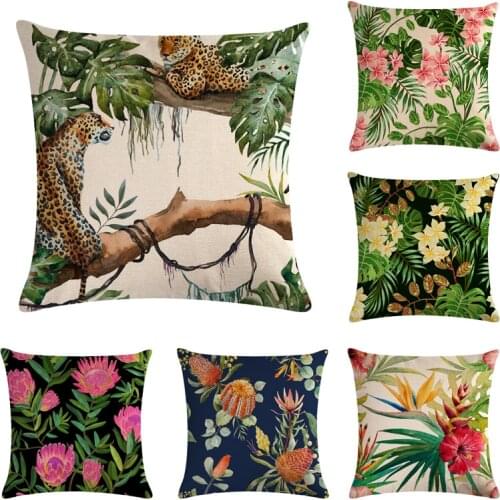 Tropical Leaf Cotton Linen Throw Pillow Case Cushion Cover Home Decor Decorative Pillows For Sofa Seat Cushion 45cm*45cm