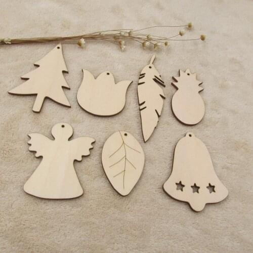 3mm thick Unfinished Blank Wood DIY Crafts Tree Leaf Flower Angel Wooden Shap Cutout For Kids Room Bed Wall Hanging