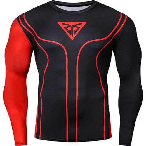 New Arrival Mens Tops Fitness Long Sleeve Rashguard T Shirt Men Running Bodybuilding Tight Compression Shirt Gym Workout T-Shirt