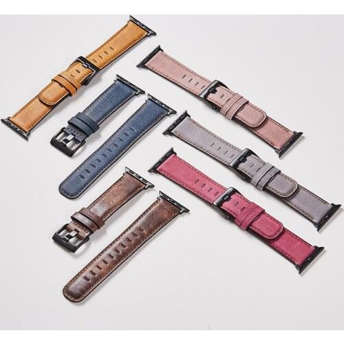 New Leather Band Loop Strap For Apple Watch 38mm 40mm Men Leather Watch Band For Iwatch 44mm 42mm Bracelet
