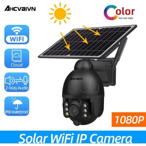 PTZ Wifi Version 1080P HD Solar Panel Outdoor Surveillance Waterproof CCTV Camera Smart Home Two-way Voice Intrusion Alarm 2mp