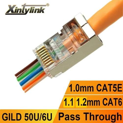 Xintylink rj45 cat6 connector cat5e cat5 SFTP FTP STP ethernet cable plug ends rg rj 45 network cat 6 metal shielded jack lan