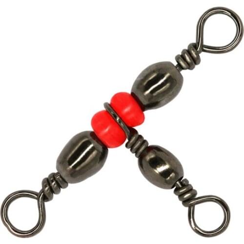 Fishing clasp rotating 3-way bucket rotating ring fishing hook baitline connector with bead fishing accessory connector