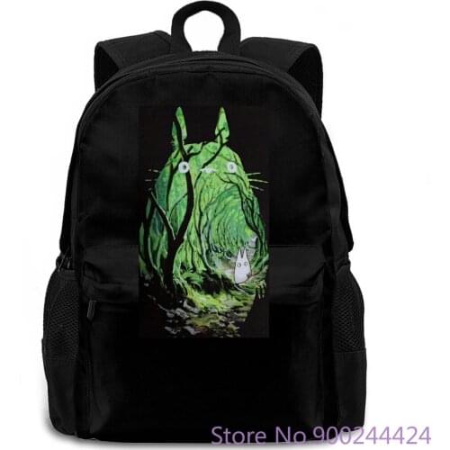 Newest My Neighbor Totoro Forest Path Filled Black New women men backpack laptop travel school adult student