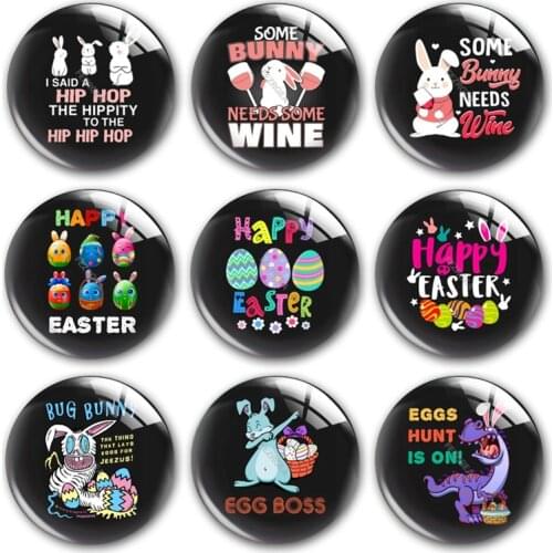 Happy Easter glass cabochon, Egg hunt Easter Egg Easter Bunny Jesus Round photo glass cabochon demo flat back Making findings