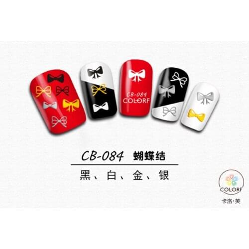 UPRETTEGO SUPER THIN SELF ADHESIVE 3D NAIL ART NAIL SLIDER STICKER GOLD SILVER BLACK WHITE CROWN BOW TIE BUTTERFLY CB83-85