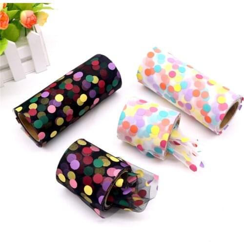 6/13cm Tulle Roll 10Yards Rainbow Spotted Yarn Tulle Fabric DIY Sewing Craft Hair Poms Bow Soft Glitter Tulle Ribbon Supplies