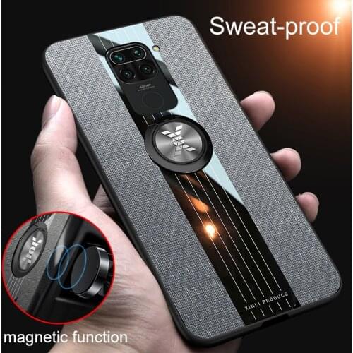Ultra-thin Magnetic Holder Cloth Phone Case For Xiaomi Redmi Note 9 s 8 Mi 10 9 T 8 Lite Pro Max 3 Luxury Fabric Silicone Cover