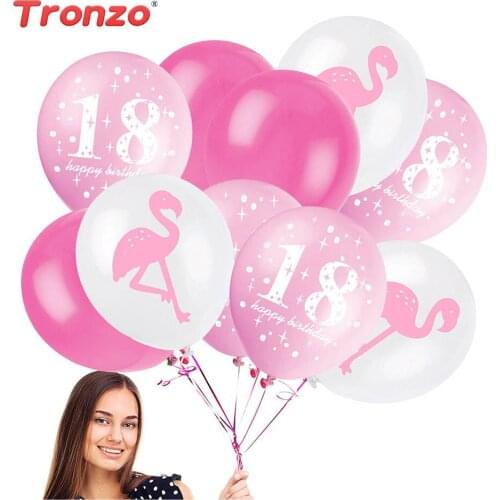 Tronzo 18th Birthday Balloon Birthday Party Decorations Adult 18 Flamingo Pineapple Leaves Air Balloons Adult Ceremony Supplies