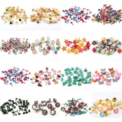 Mix Butterfly Flower Leaf Shape Rhinestone Studs And Spikes For Clothes Round Square Brads Scrapbooking Embellishment Fastener