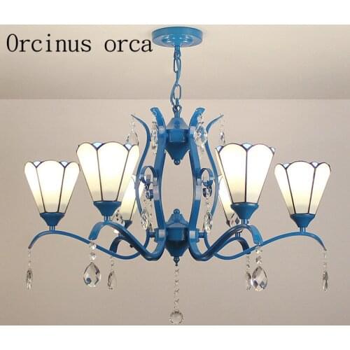 European Mediterranean style Iron Chandelier Tiffany American style simple living room dining room bedroom lamps and lanterns