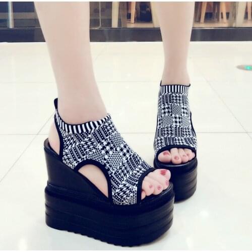 14cm thick bottom wedge with womens sandals 2020 new summer high with Rome increased fish mouth sandals