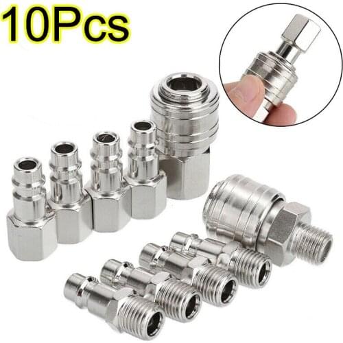 10pcs/set Quick Couplings BSP Air Line Fitting Euro 1/4"Air Line Fitting Hose Compressor Fitting Connector For Pneumatic Tools