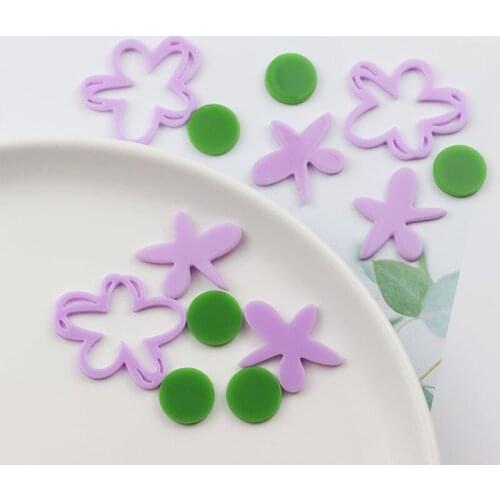 10 PCS Fashion Acrylic Round Flowers Earring Accessories DIY Jewelry Findings Wholesale Supply
