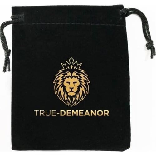 Customised Logo 100 PCS 8x10cm Drawstring Black Velvet Bags Pouches Hot Stamping With Gold Logo