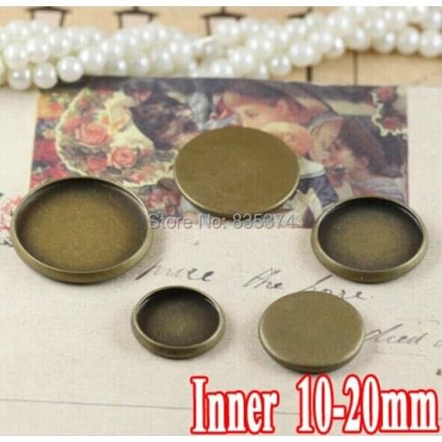 200PCS WHOLESALE Antique Bronze Pendant Blanks Jewelry Findings with inner 10-20mm Bezel Setting Tray for Cameo Cabochons