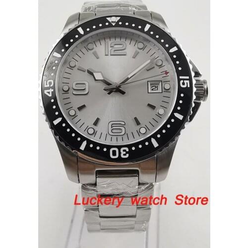 40mm no logo white dial Luminous saphire glass;black Ceramic Bezel Automatic movement mens watch-BA91