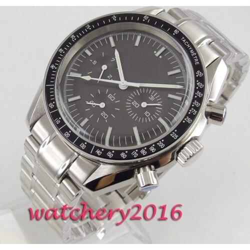 40mm bliger grey sterile dial bow glass week indicator automatic mens watch