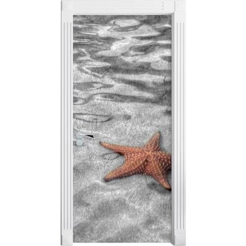 Free Shipping self adhesive Door Sticker Starfish Photo Wallpaper mural Wall Print Decal Wall Deco Wall Mural Photo