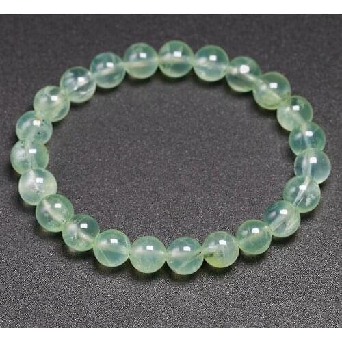 Genuine Natural Stone Natural Grape Stone Elastic Grade A Prehnite Bead Bracelet Size 6 mm 8 mm 10mm Gifted to Womens Jewelry