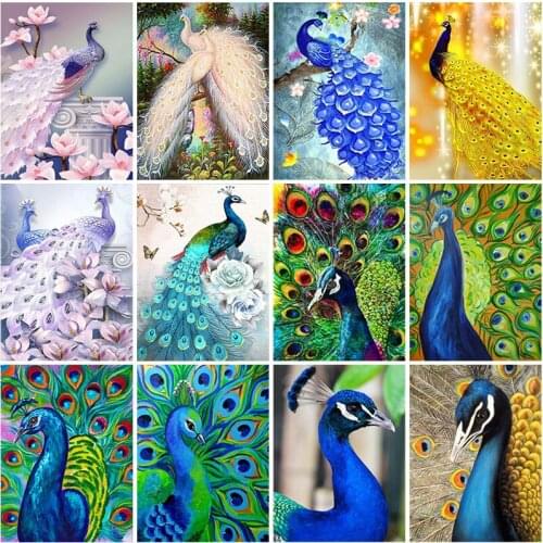 DIY Peacock 5D Diamond Painting Full Round Drill Resin Animal Diamond Embroidery Cross Stitch Mosaic Kits Home Decor Dropship