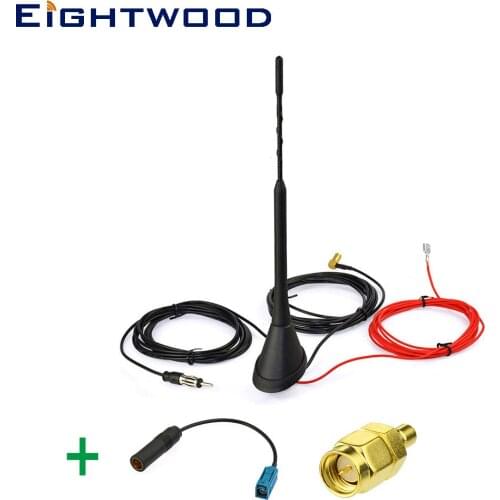 Eightwood Amplified Auto Car DAB Radio AM FM Antenna Roof Aerial and Replacement Adapter Cable for Alpine JVC Sony Kenwood DAB