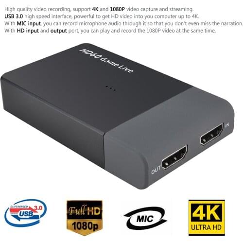 Ezcap 261M USB 3.0 HD Video Capture 4K 1080P Game Live Streaming Video Converter Support Video Input HD for XBOX PS4