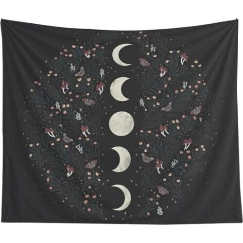 Moon Phase Tapestry Wall Hanging Floral Divination Bedspread Beach Tarot Card Mandalay Hippie Mandalas Brujeria Boho Decor