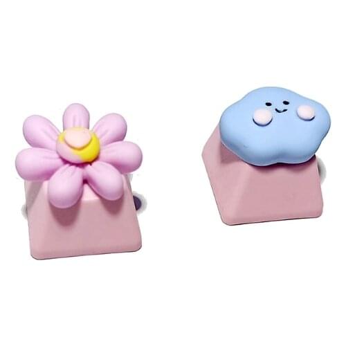 H7JF 1PC Cherry Profile PBT Pink Cute Cherry Profile Keycaps for cherry MX Mechanical Keyboard Gaming Players R4 Height