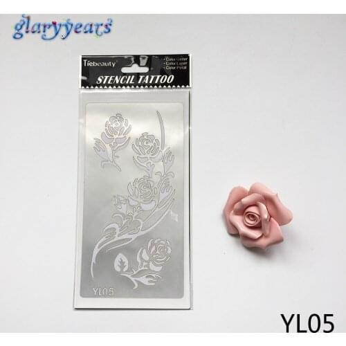 1pc Indian Henna Tattoo Stencils Rose Flower Design YL05 Beauty Women Men Body Art Hands Template Glitter Tattoo Sticker Fashion